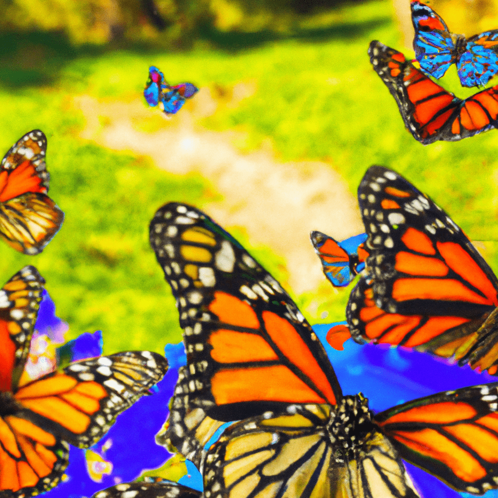 Monarch butterfly migration across the world in different colors and geographies