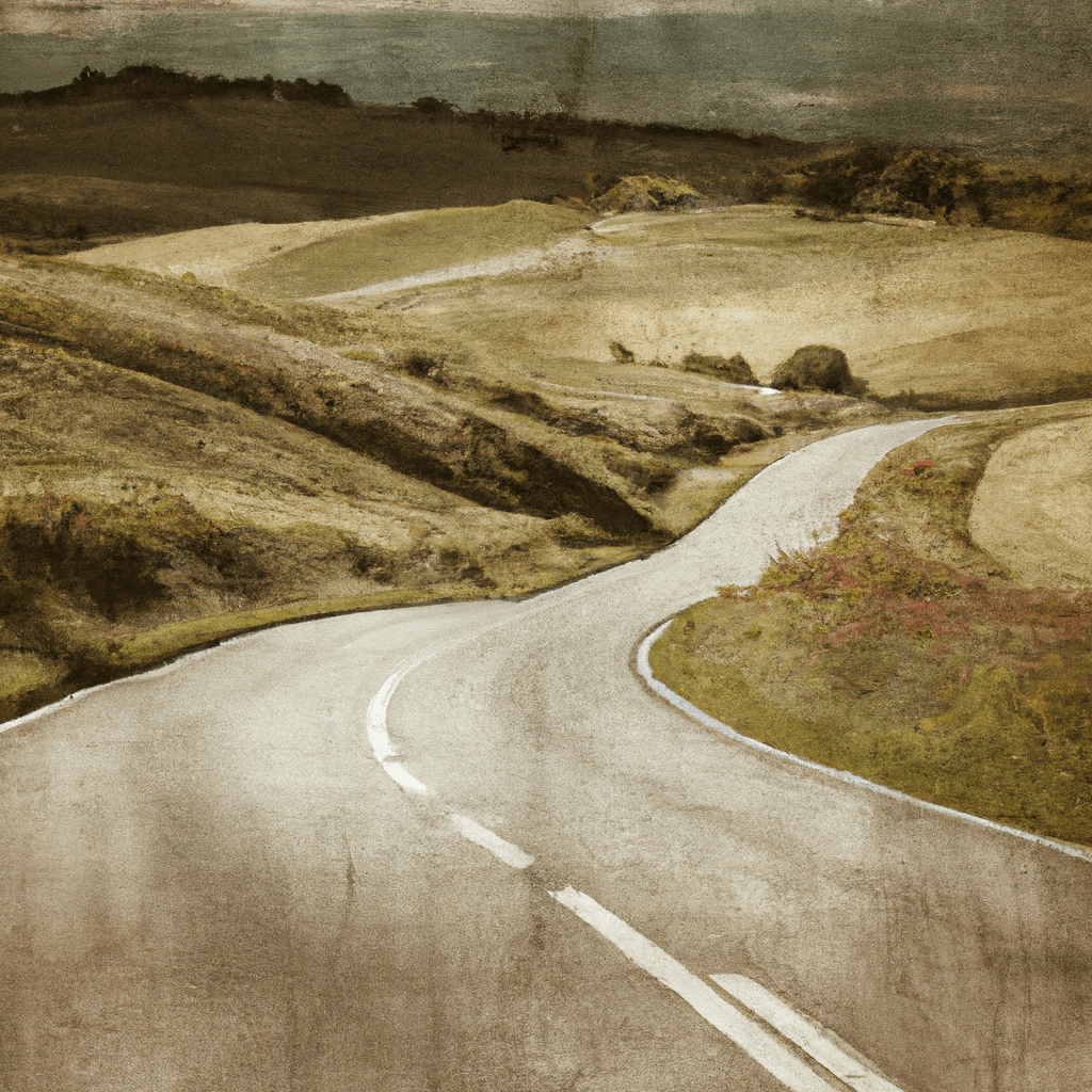 Winding Road in Hills Free Mph to Kph Converter Sepia Tone