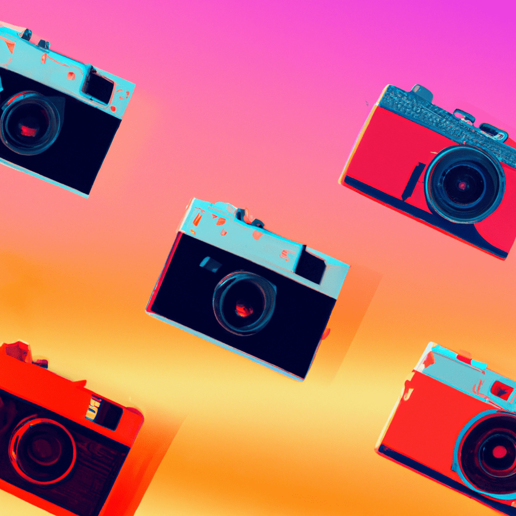 Four Vintage Cameras with Multicolored Bkg Convert JPG to BMP Free Online
